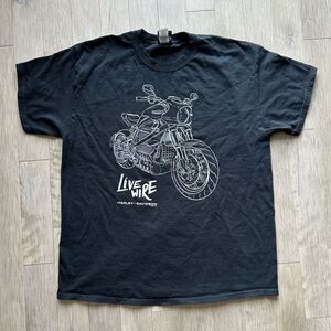 Harley-Davidson Black Tee with White Motorcycle Sketch 2020 XL